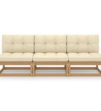3-Sitzer-Sofa mit Kissen Kiefer Massivholz