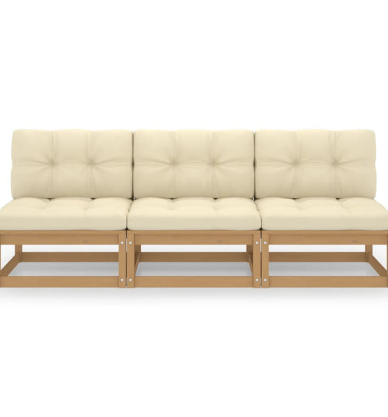 3-Sitzer-Sofa mit Kissen Kiefer Massivholz