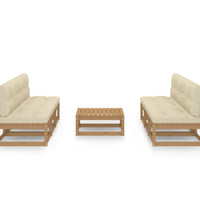 7-tlg. Garten-Lounge-Set mit Kissen Kiefer Massivholz