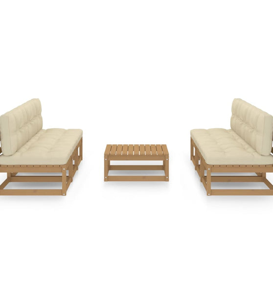 7-tlg. Garten-Lounge-Set mit Kissen Kiefer Massivholz