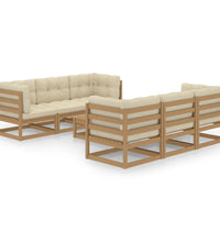 7-tlg. Garten-Lounge-Set mit Kissen Kiefer Massivholz