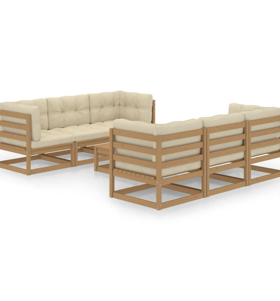 7-tlg. Garten-Lounge-Set mit Kissen Kiefer Massivholz
