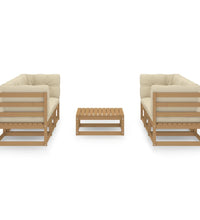 7-tlg. Garten-Lounge-Set mit Kissen Kiefer Massivholz