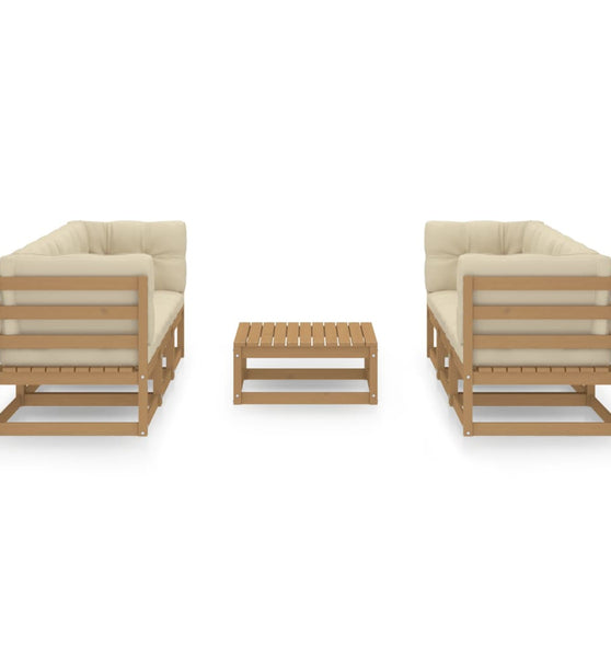 7-tlg. Garten-Lounge-Set mit Kissen Kiefer Massivholz
