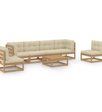 7-tlg. Garten-Lounge-Set mit Kissen Kiefer Massivholz