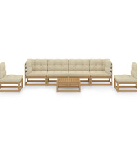 7-tlg. Garten-Lounge-Set mit Kissen Kiefer Massivholz