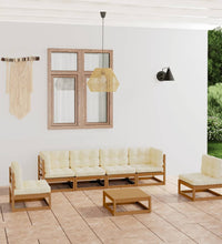 7-tlg. Garten-Lounge-Set mit Kissen Kiefer Massivholz