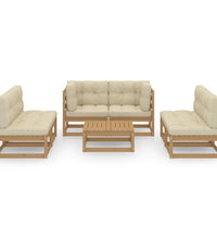 7-tlg. Garten-Lounge-Set mit Kissen Kiefer Massivholz