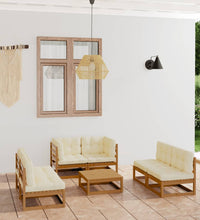 7-tlg. Garten-Lounge-Set mit Kissen Kiefer Massivholz