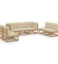 7-tlg. Garten-Lounge-Set mit Kissen Kiefer Massivholz