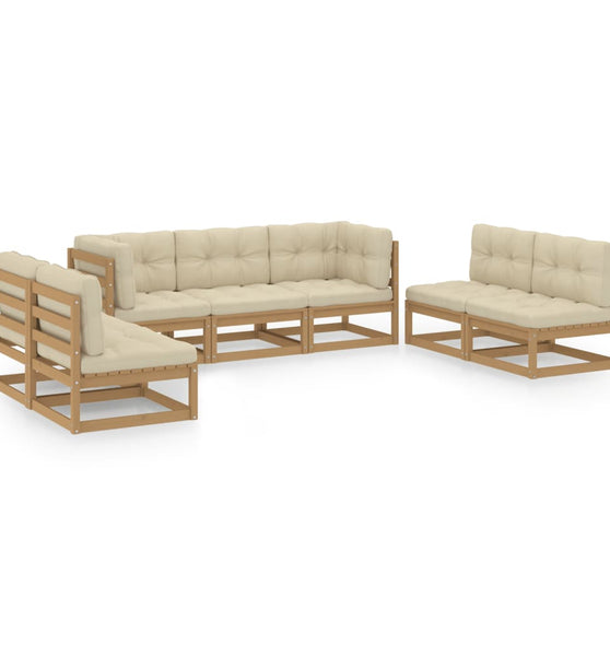 7-tlg. Garten-Lounge-Set mit Kissen Kiefer Massivholz