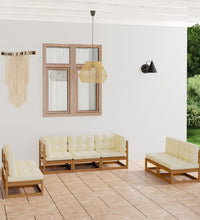 7-tlg. Garten-Lounge-Set mit Kissen Kiefer Massivholz