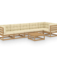 7-tlg. Garten-Lounge-Set mit Kissen Kiefer Massivholz
