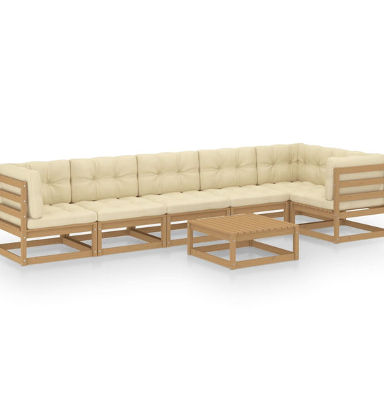 7-tlg. Garten-Lounge-Set mit Kissen Kiefer Massivholz