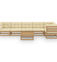 7-tlg. Garten-Lounge-Set mit Kissen Kiefer Massivholz