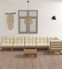 7-tlg. Garten-Lounge-Set mit Kissen Kiefer Massivholz