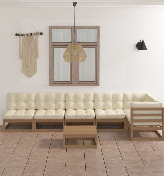 7-tlg. Garten-Lounge-Set mit Kissen Kiefer Massivholz