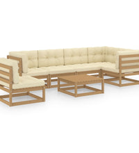 7-tlg. Garten-Lounge-Set mit Kissen Massivholz Kiefer