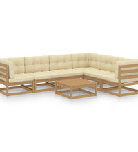 7-tlg Garten-Lounge-Set mit Kissen Honigbraun Massivholz Kiefer