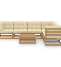 7-tlg Garten-Lounge-Set mit Kissen Honigbraun Massivholz Kiefer