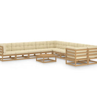 11-tlg. Garten-Lounge-Set mit Kissen Honigbraun Massivholz