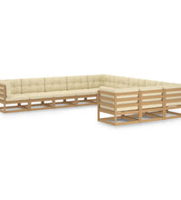 11-tlg. Garten-Lounge-Set mit Kissen Honigbraun Massivholz