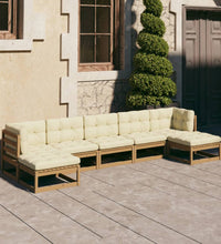 7-tlg Garten-Lounge-Set mit Kissen Honigbraun Massivholz Kiefer