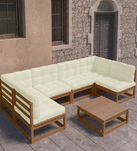 7-tlg Garten-Lounge-Set mit Kissen Honigbraun Massivholz Kiefer