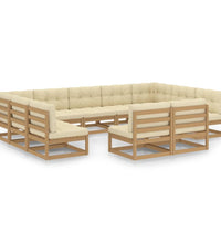 11-tlg. Garten-Lounge-Set mit Kissen Honigbraun Massivholz