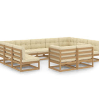 11-tlg. Garten-Lounge-Set mit Kissen Honigbraun Massivholz