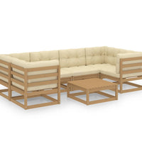 7-tlg Garten-Lounge-Set mit Kissen Honigbraun Massivholz Kiefer