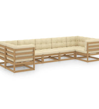 7-tlg Garten-Lounge-Set mit Kissen Honigbraun Massivholz Kiefer