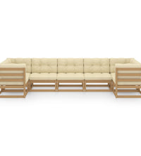 7-tlg Garten-Lounge-Set mit Kissen Honigbraun Massivholz Kiefer