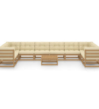 11-tlg. Garten-Lounge-Set mit Kissen Honigbraun Massivholz
