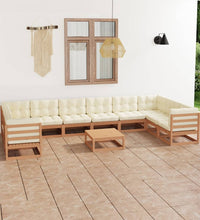 11-tlg. Garten-Lounge-Set mit Kissen Honigbraun Massivholz