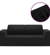 Stretch Sofahusse 2-Sitzer Schwarz Polyester-Jersey