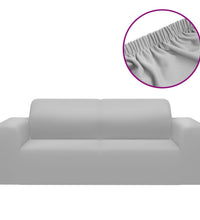 Stretch Sofahusse 2-Sitzer Grau Polyester-Jersey