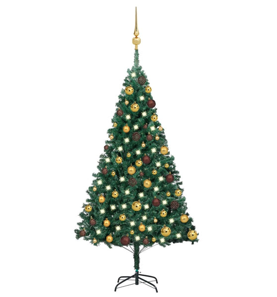Künstlicher Weihnachtsbaum mit Beleuchtung & Kugeln Grün 120 cm