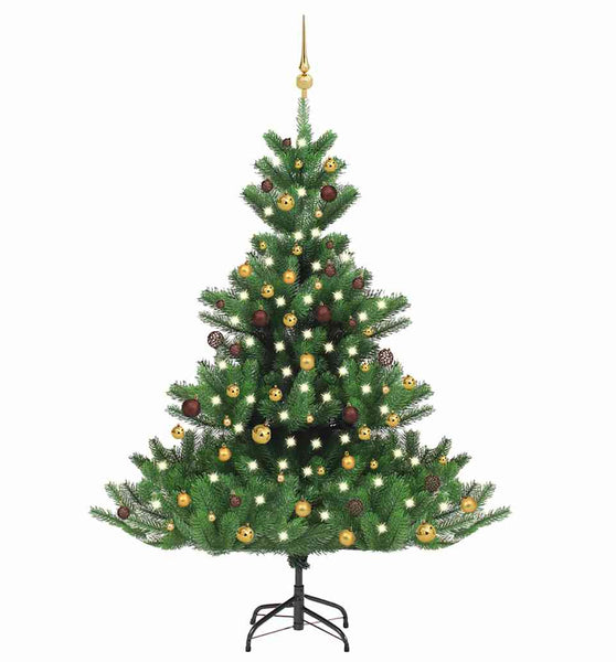 Künstlicher Weihnachtsbaum Nordmann LED & Kugeln Grün 180 cm