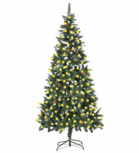 Weihnachtsbaum Gefrostet mit Beleuchtung & Zapfen 210 cm