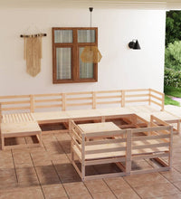 10-tlg. Garten-Lounge-Set Massivholz Kiefer