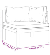 Ecksofas 2 Stk. mit Dunkelgrauen Kissen Massivholz Teak