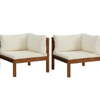 Ecksofas 2 Stk. mit Cremeweißen Kissen Massivholz Akazie