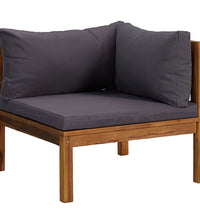 2-tlg. Sofa-Set mit Dunkelgrauen Kissen Akazie Massivholz