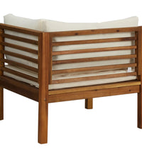 Modulares Ecksofa mit Cremeweißen Kissen Akazienholz