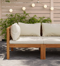 Modulares Ecksofa mit Cremeweißen Kissen Akazienholz