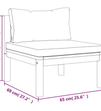 Modulares Mittelsofa mit Dunkelgrauen Kissen Massivholz Akazie