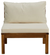 Modulares Mittelsofa mit Cremeweißen Kissen Akazienholz