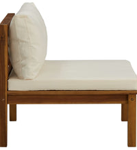 Modulares Mittelsofa mit Cremeweißen Kissen Akazienholz