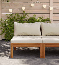 Modulares Mittelsofa mit Cremeweißen Kissen Akazienholz